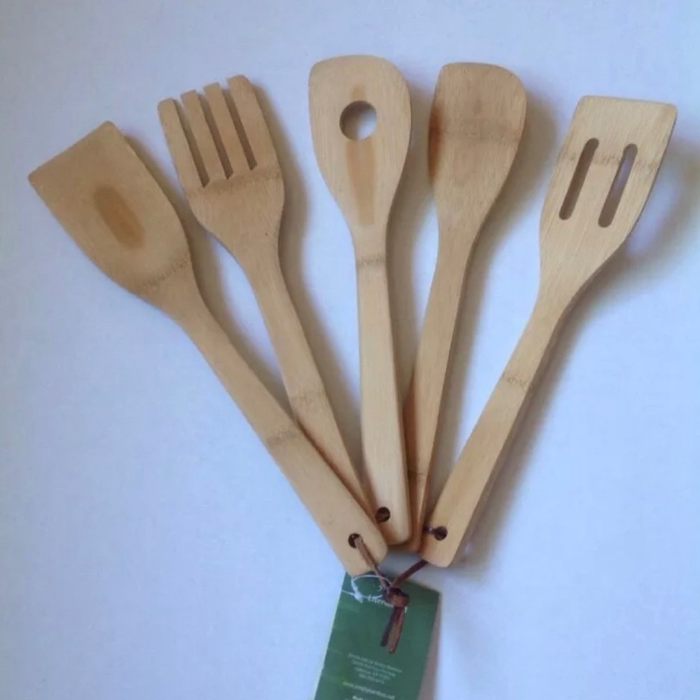 NEW 5Pcs KITCHEN UTENSIL COOKING BAMBOO WOOD SET
